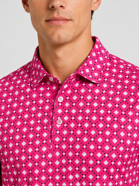 Men's Diamond Print Golf Polo Shirt,www.nearlonggolf.com,Diamond Pattern Golf Shirts for Men | OEM Wholesale