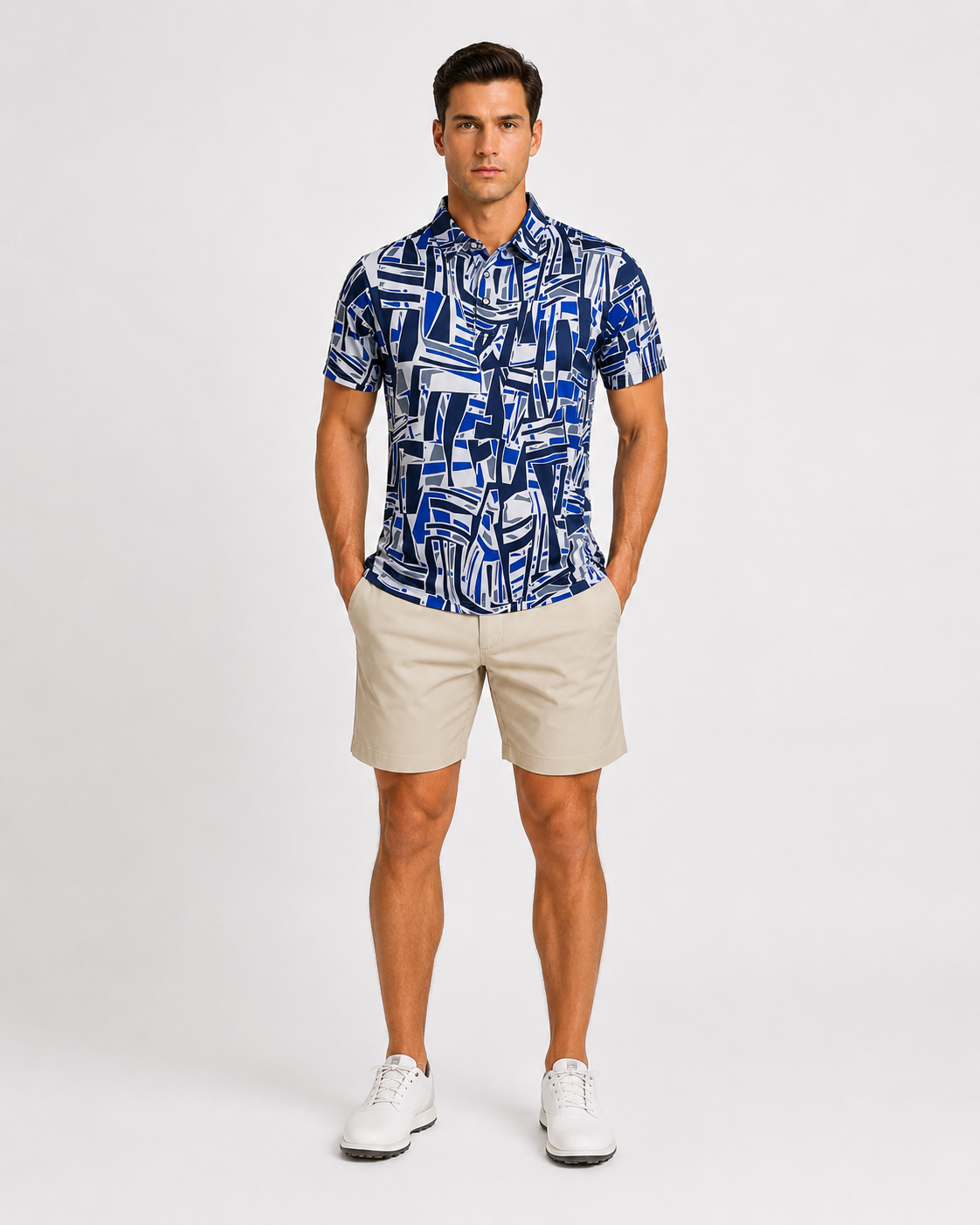 Men's Abstract Print Golf Polo Shirt,www.nearlonggolf.com,Abstract Pattern Golf Shirt for Men | Custom OEM Apparel