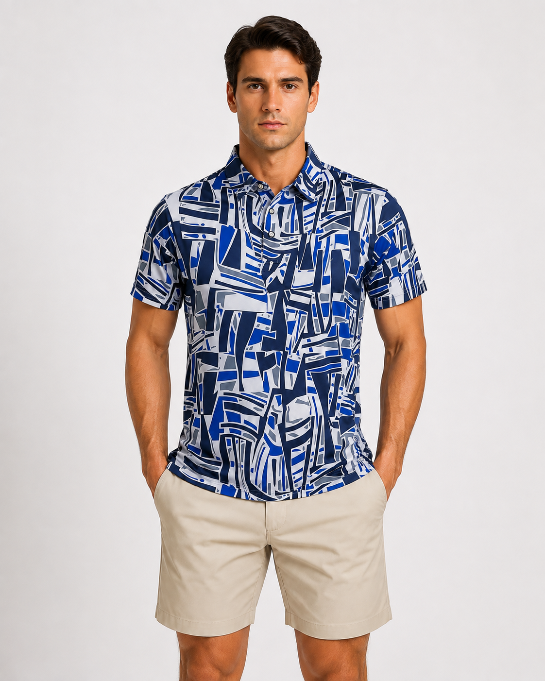 Men's Abstract Print Golf Polo Shirt,www.nearlonggolf.com,Abstract Pattern Golf Shirt for Men | Custom OEM Apparel