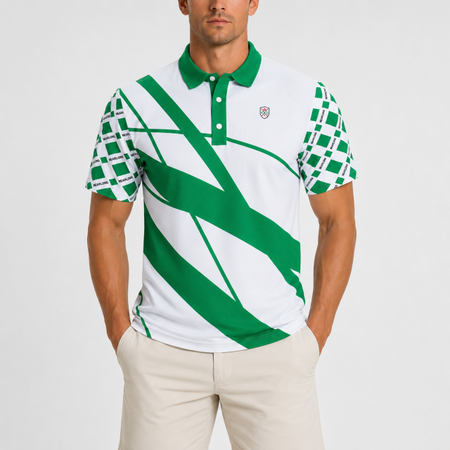 Men's Color Block Golf Polo Shirt,www.nearlonggolf.com,Green Color Block Golf Polo | Custom Wholesale Apparel