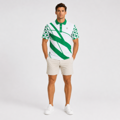 Men's Color Block Golf Polo Shirt,www.nearlonggolf.com,Green Color Block Golf Polo | Custom Wholesale Apparel