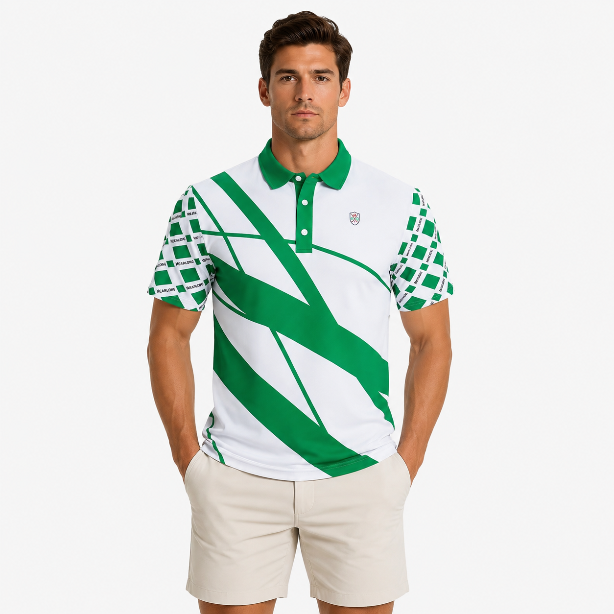 Men's Color Block Golf Polo Shirt,www.nearlonggolf.com,Green Color Block Golf Polo | Custom Wholesale Apparel