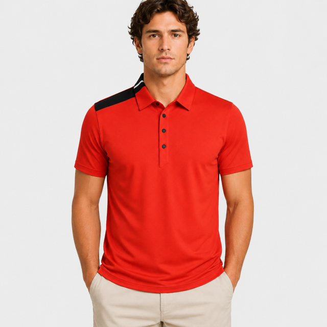 Men's Red Golf Polo Shirt,www.nearlonggolf.com,Red Golf Polo Shirts for Men | Custom OEM Manufacturer