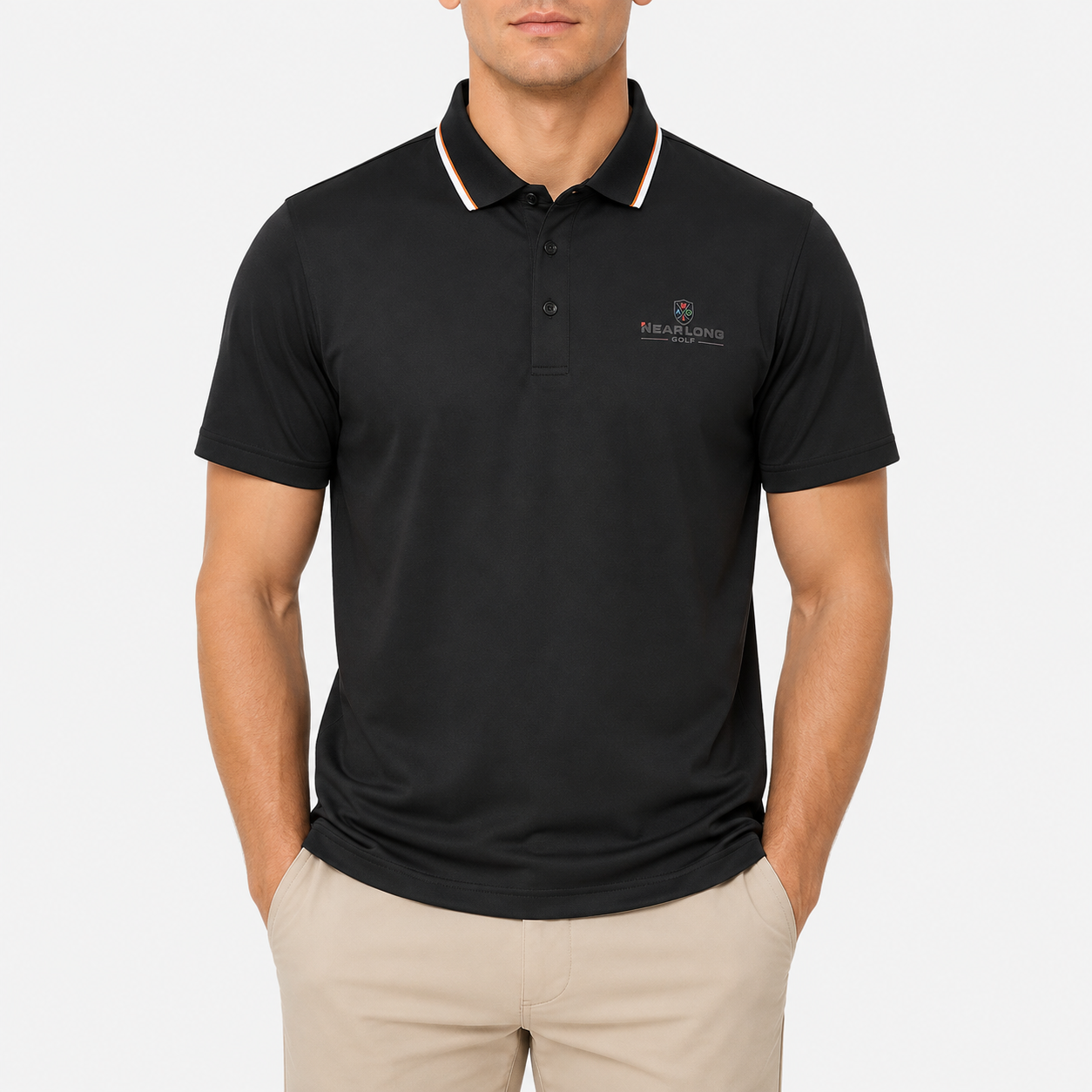 Men's Black Golf Polo Shirt,www.nearlonggolf.com,Black Golf Polo for Men | Custom Logo & Private Label