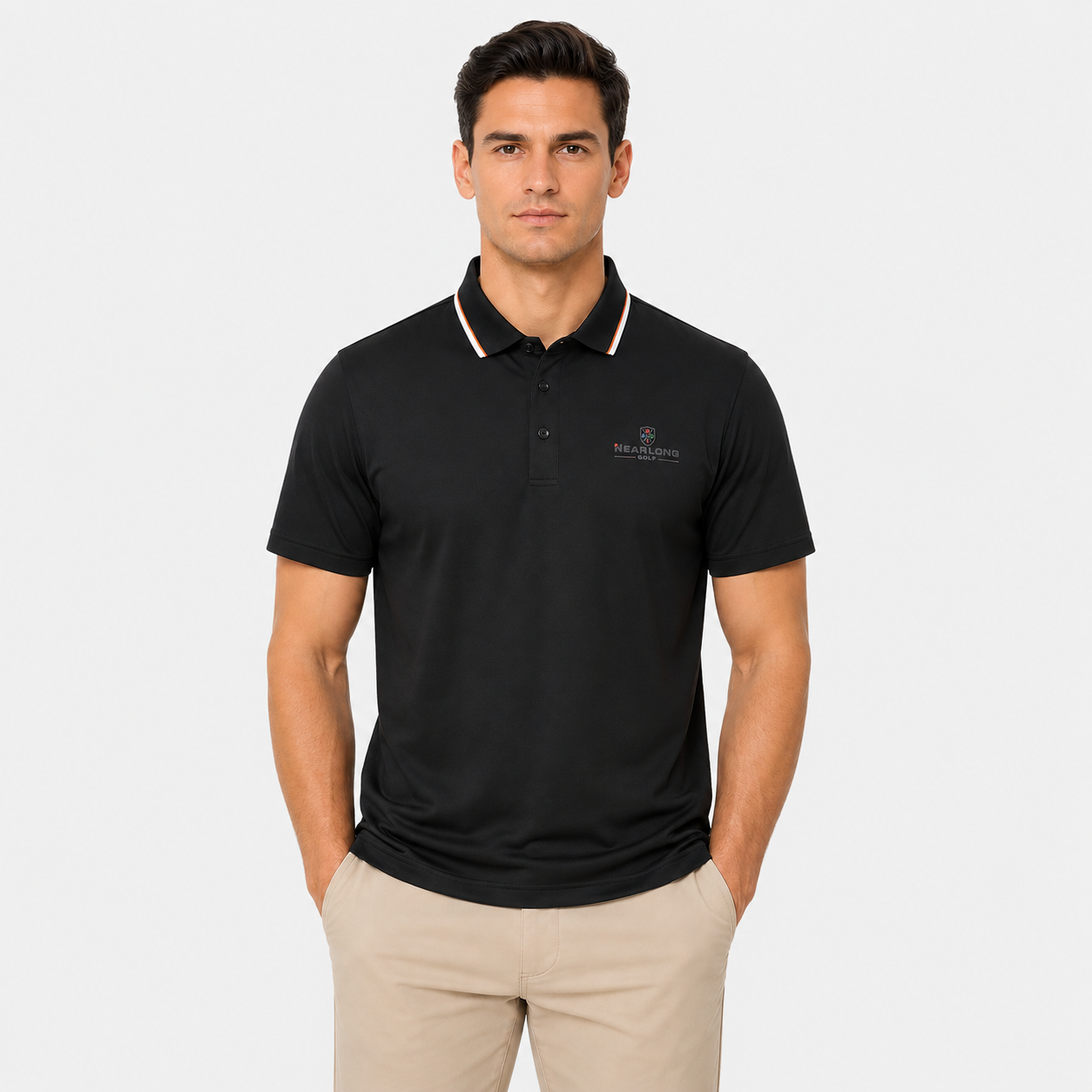 Men's Black Golf Polo Shirt,www.nearlonggolf.com,Black Golf Polo for Men | Custom Logo & Private Label