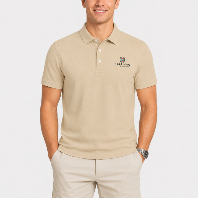Men's Beige Golf Shirt,www.nearlonggolf.com,Beige Golf Polo for Men | OEM Private Label Apparel