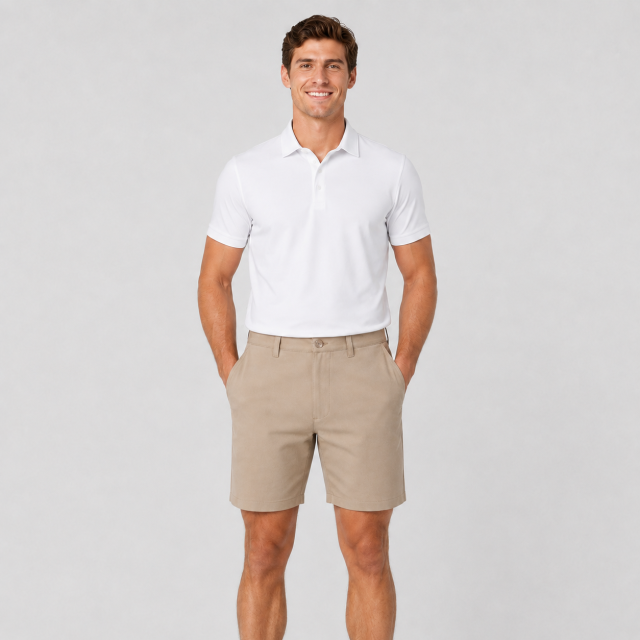 Khaki Golf Shorts for Men,www.nearlonggolf.com,Mens Golf Shorts Khaki | OEM Wholesale Supplier