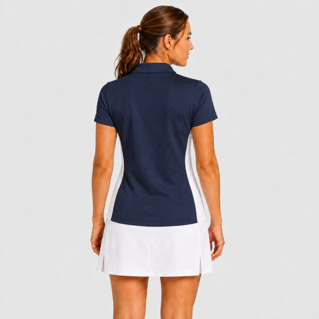 Women's Navy Color Block Golf Polo,www.nearlonggolf.com,Women's Navy Golf Polo Shirt | Color Block Golf Apparel