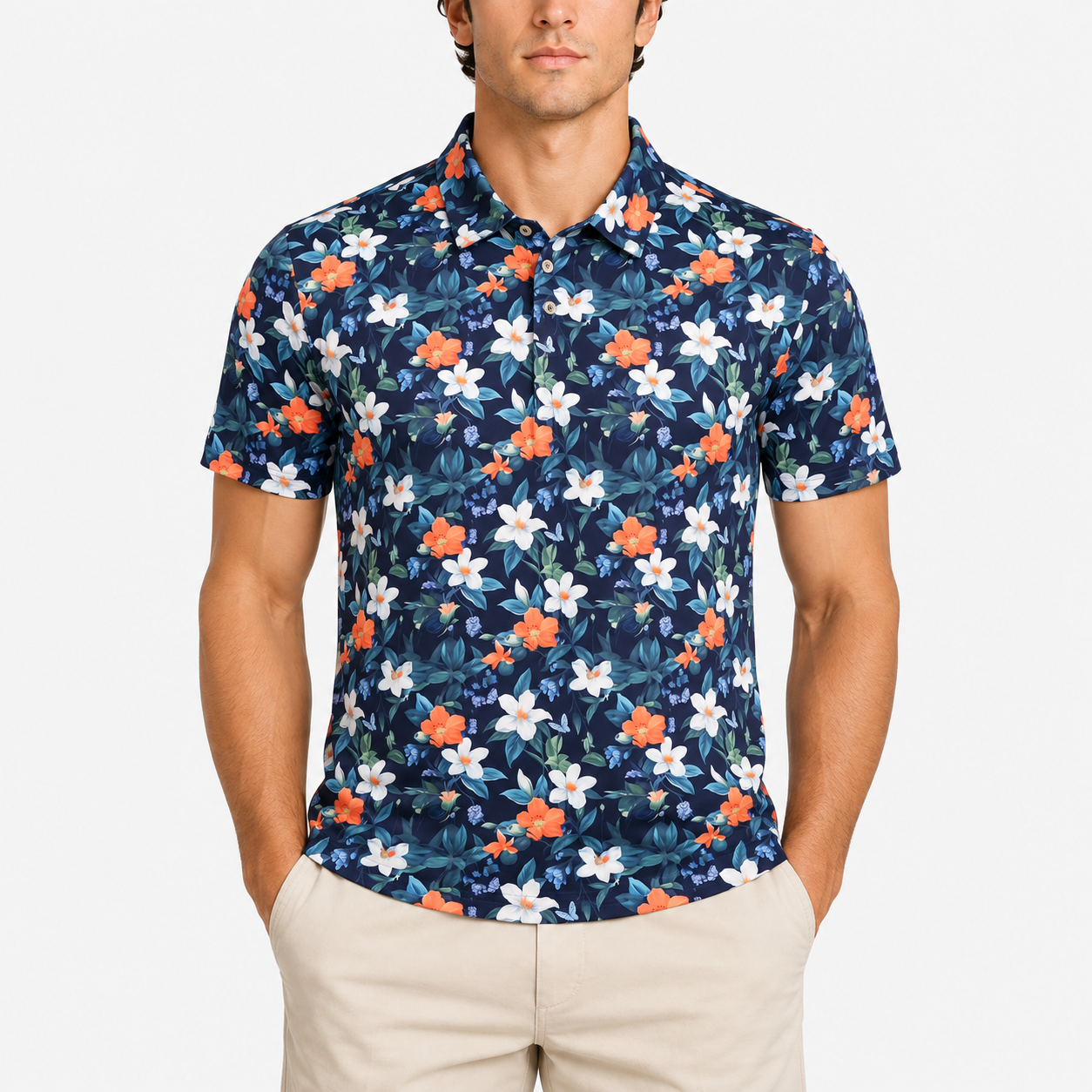 Men's Floral Golf Polo