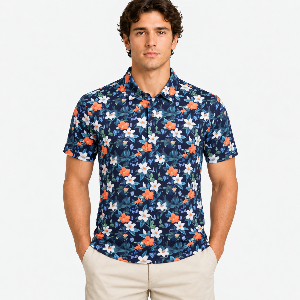 Men's Floral Golf Polo