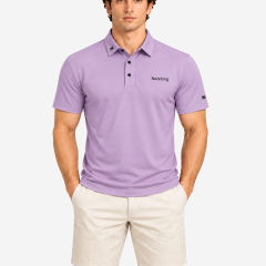 Men's solid purple golf polo shirt with classic collar