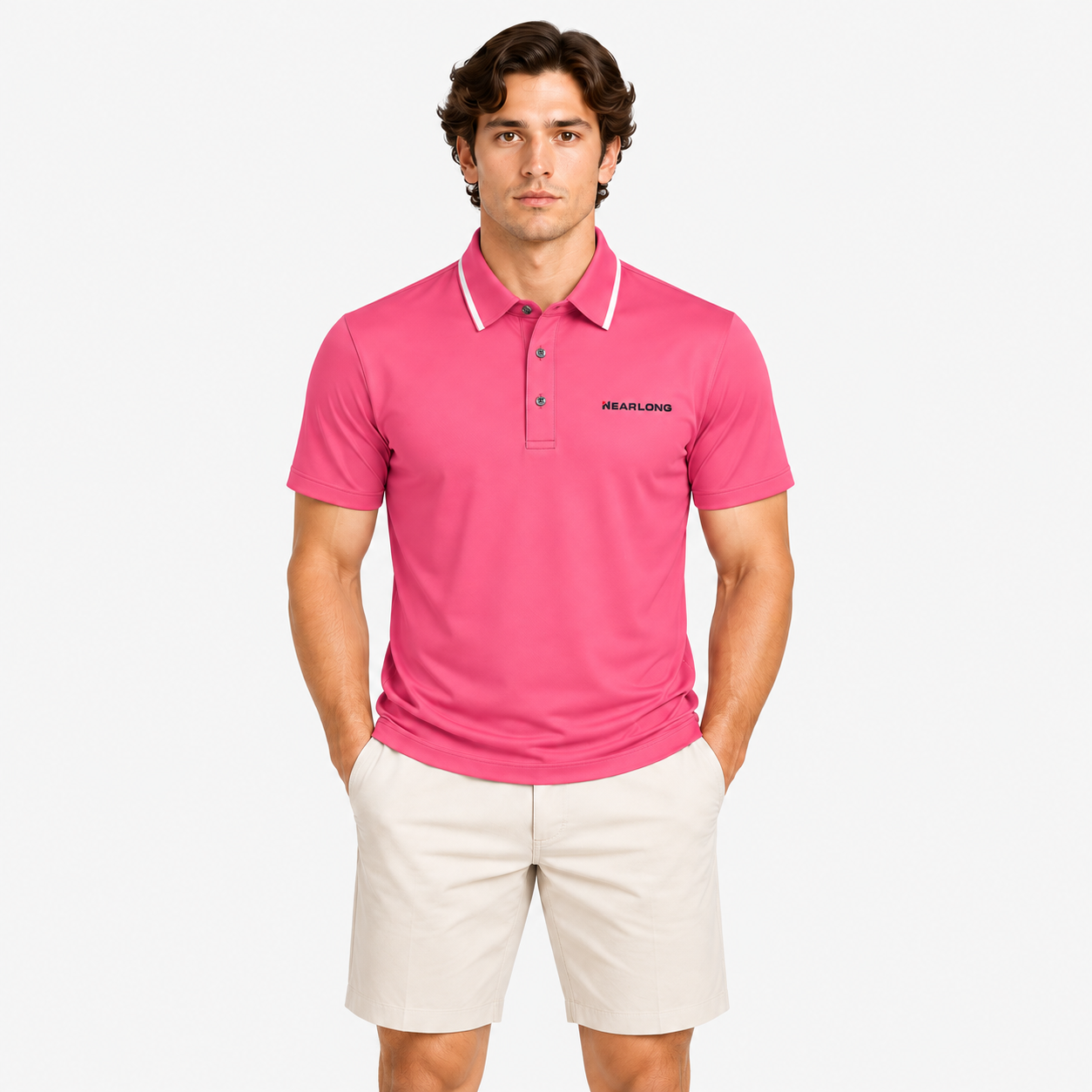 Men's Pink Golf Polo Shirt