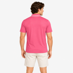 Men's pink golf polo shirt back view