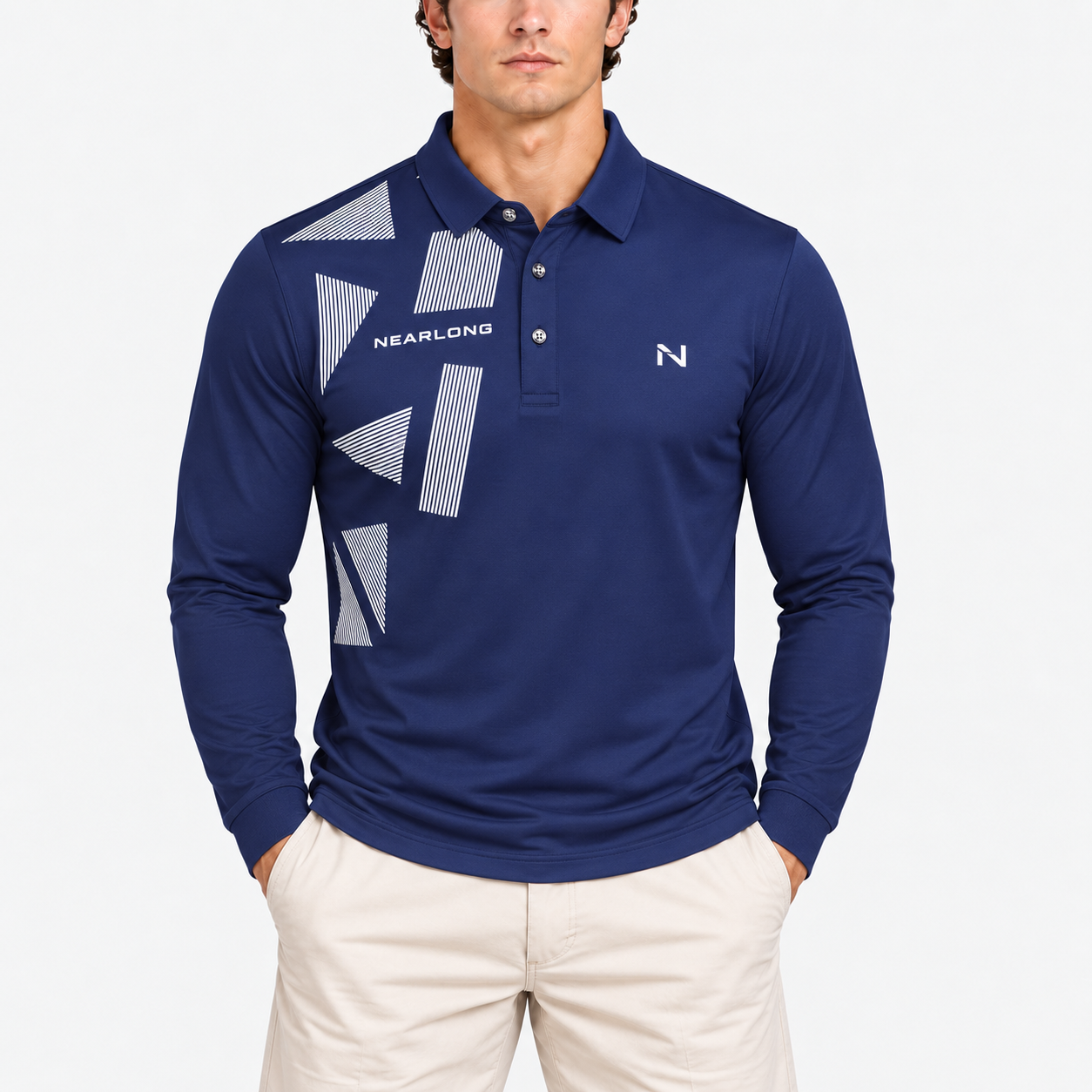 Men's Navy Long Sleeve Golf Shirt