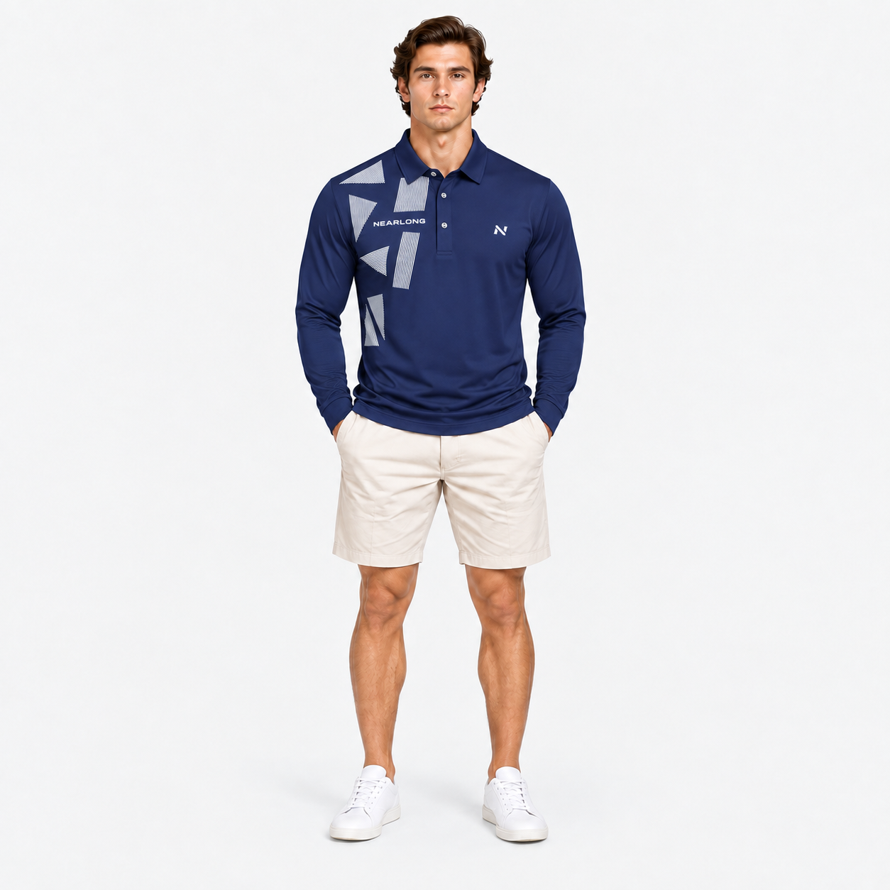 Men's Navy Long Sleeve Golf Shirt