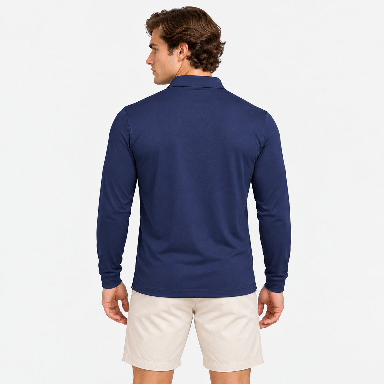 Men's Navy Long Sleeve Golf Shirt