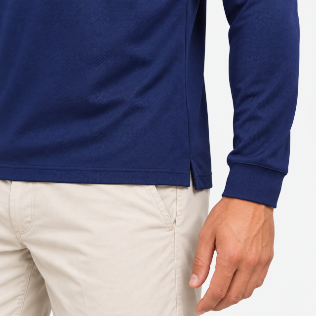 Men's Navy Long Sleeve Golf Shirt