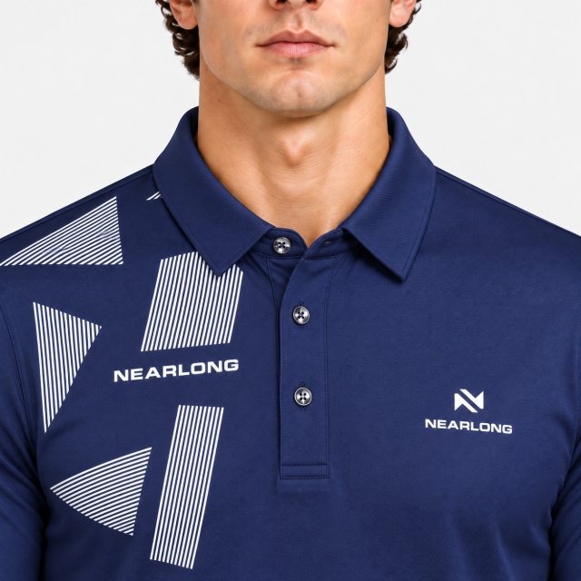 Men's Navy Long Sleeve Golf Shirt