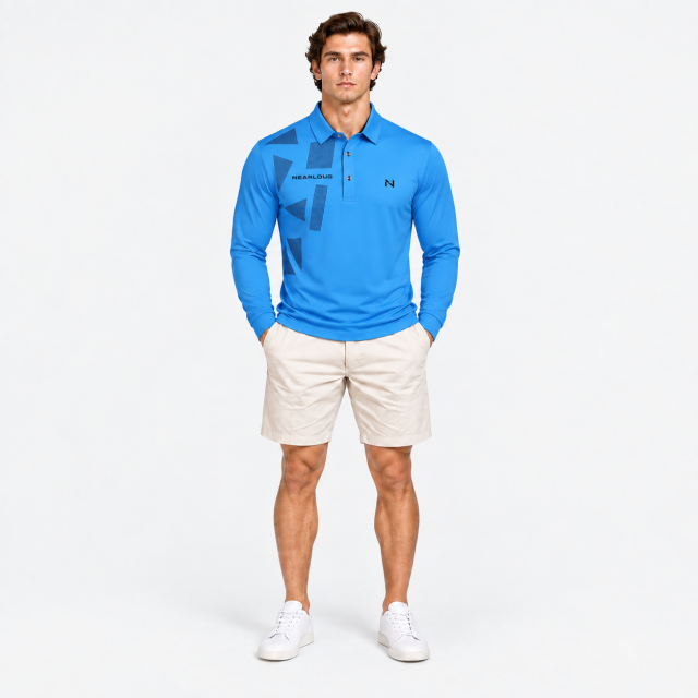 Men's Printed Long Sleeve Golf Polo