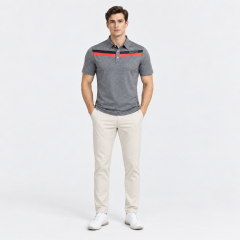 Men's Heather Gray Stripe Golf Polo