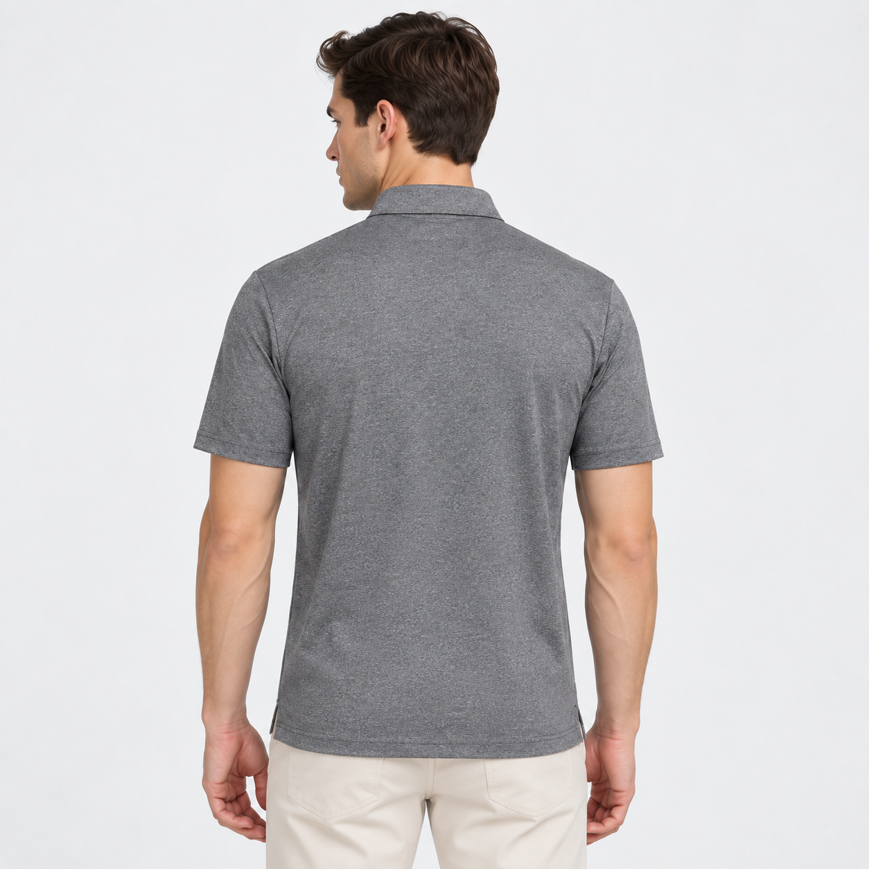 Men's Heather Gray Stripe Golf Polo