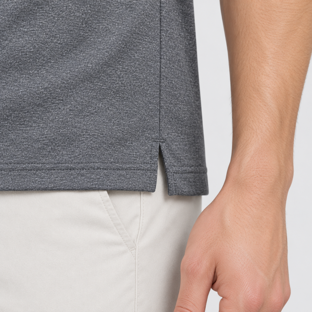 Men's Heather Gray Stripe Golf Polo