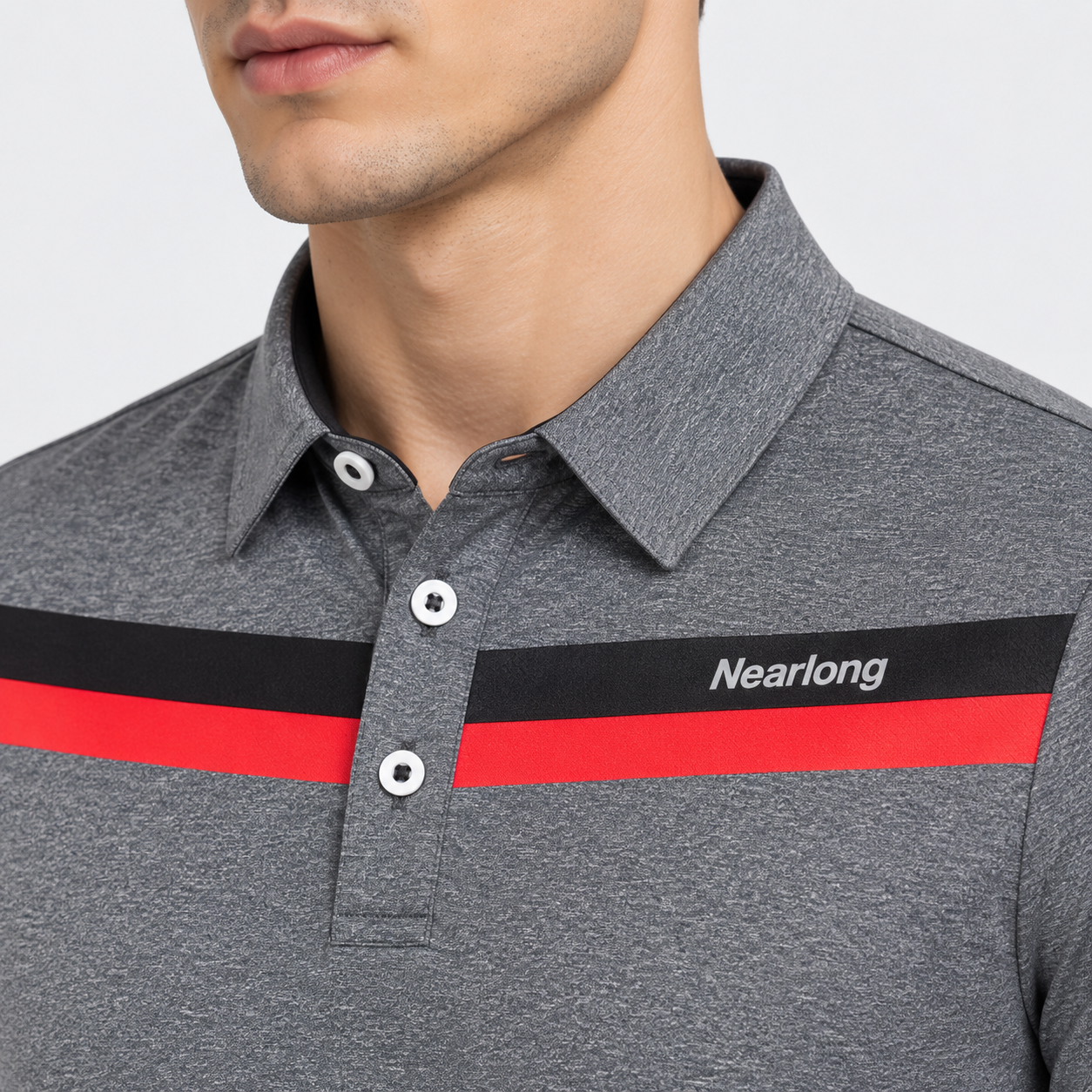 Men's Heather Gray Stripe Golf Polo