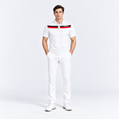 Golf polos for men contrast stripe full body view