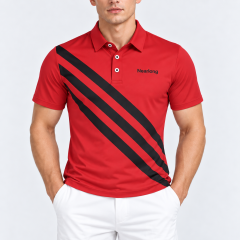 Golf shirt for men with black diagonal stripe design