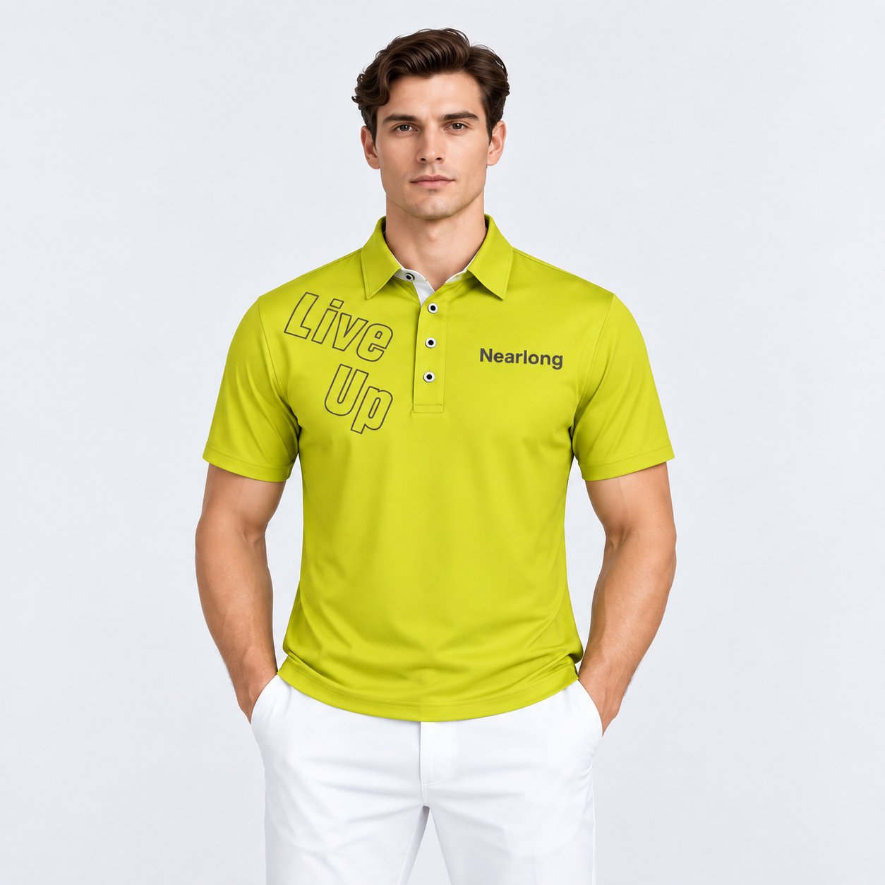 Men's graphic golf polo shirt front fit