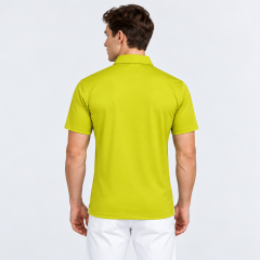 Men's bright green golf polo back view