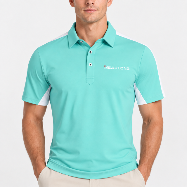 Men's mint green golf polo shirt front view