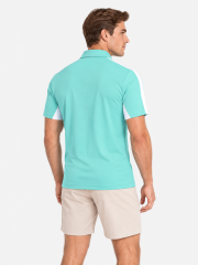 Men's mint green golf polo shirt back view
