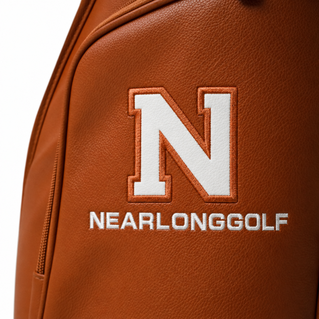Custom logo embroidery on vintage style golf carry bag