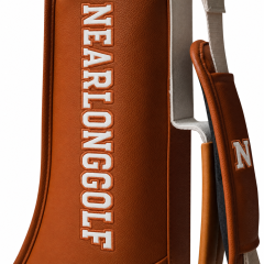 Custom golf club carrier bag with zip pocket and shoulder strap