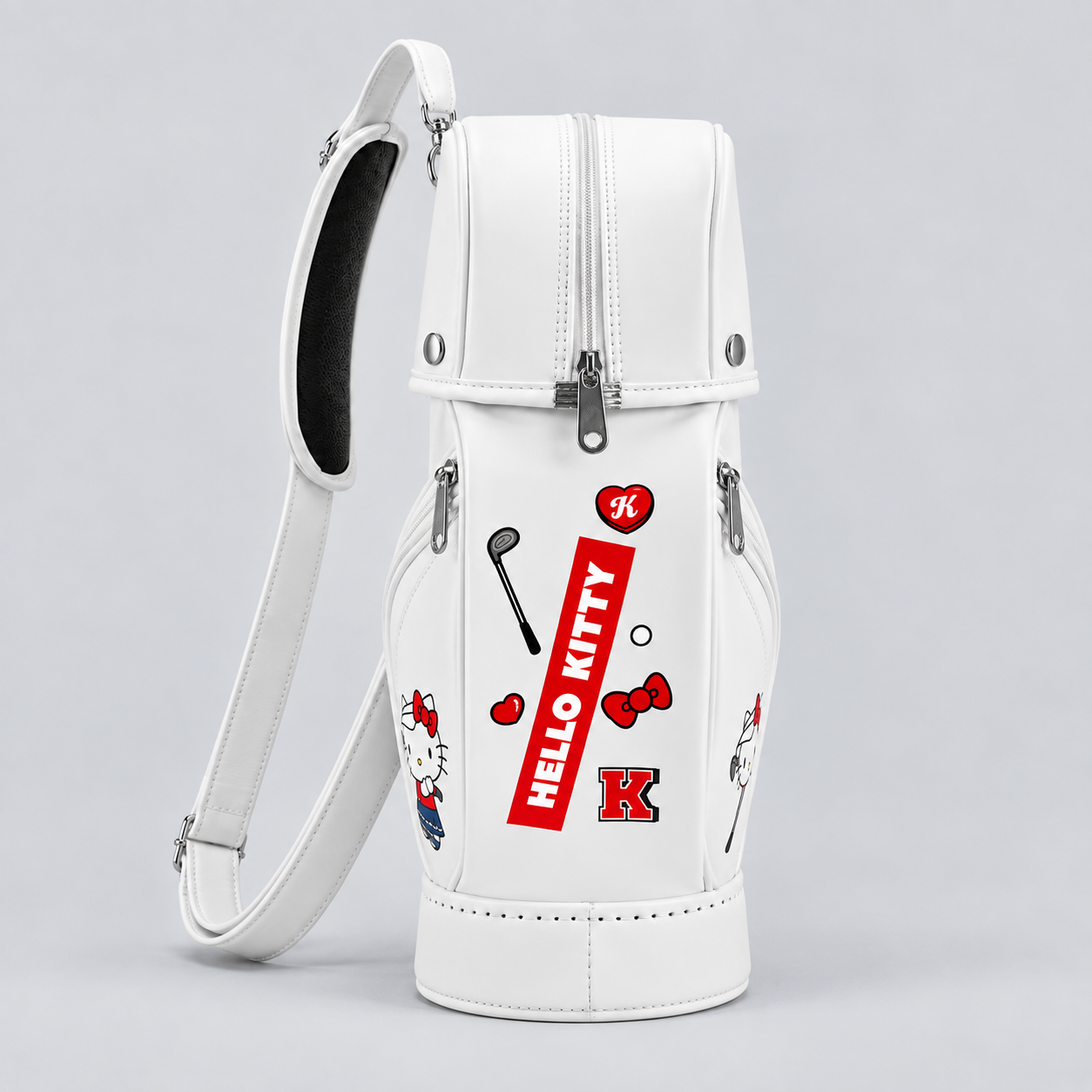 Lightweight women's golf bag with zippered top cover and custom graphics