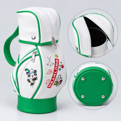 Junior golf bag with zippered top cover and reinforced round base