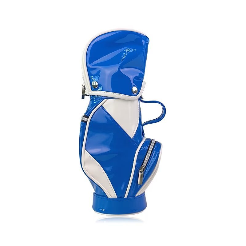 Compact golf range bag with multiple zip compartments and structured base