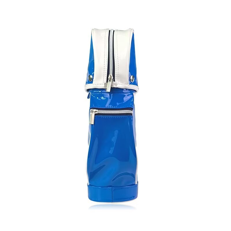 Custom golf bag carrier rear view with zipper pocket and reinforced base