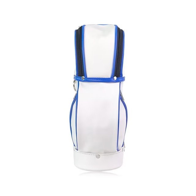 Compact golf carry bag rear view with full zip top cover