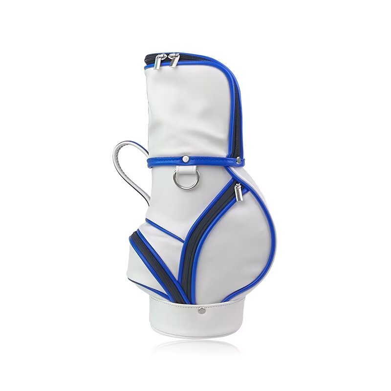 9-hole golf bag with multiple zipper compartments and contrast piping