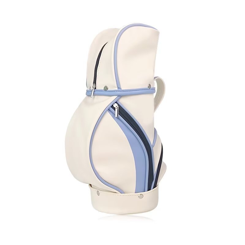 Golf bag carrier with side zipper pocket and blue contrast trim