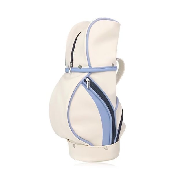 Golf bag carrier with side zipper pocket and blue contrast trim