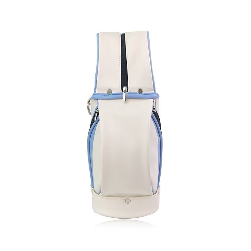 Lightweight golf bag with front zip storage and reinforced round base