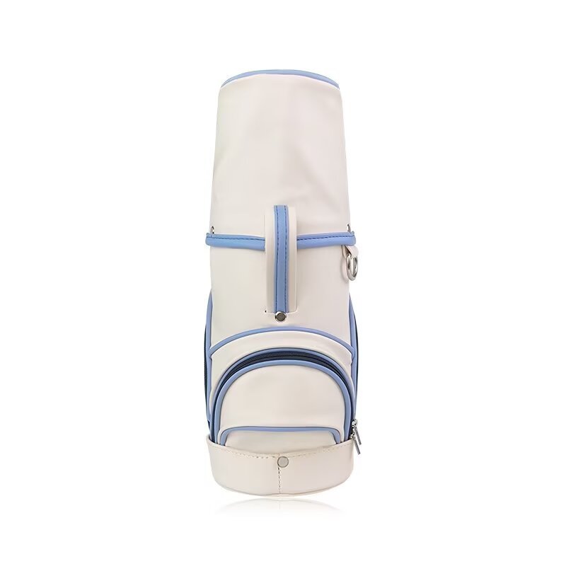 Custom pencil golf bag rear view with full zip top cover