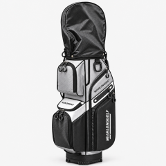 Custom golf cart bag with zippered rain cover and multiple storage pockets