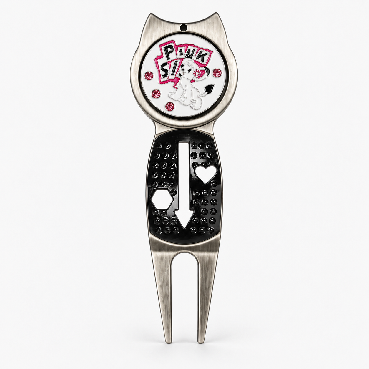 Golf divot tool with magnetic ball marker and custom artwork