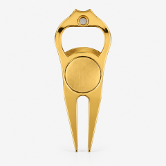 Premium metal golf divot tool back view for custom logo