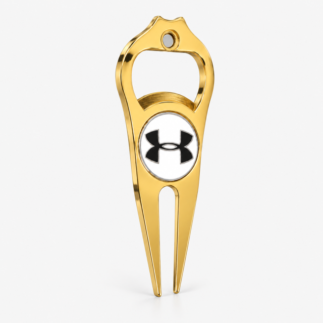 Luxury two prong golf divot tool with removable ball marker