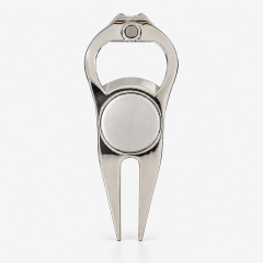 Golf divot multi tool with bottle opener back view